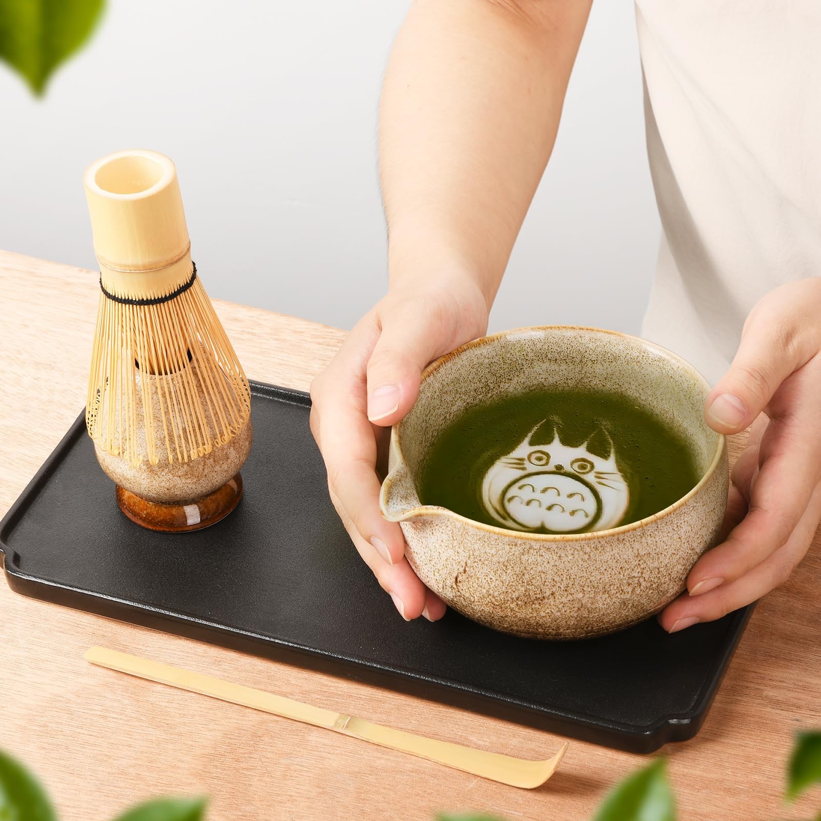 EOIMS Japanese Matcha Tea Set,Ceramics Match Bowl with Spout,Included Handmad…