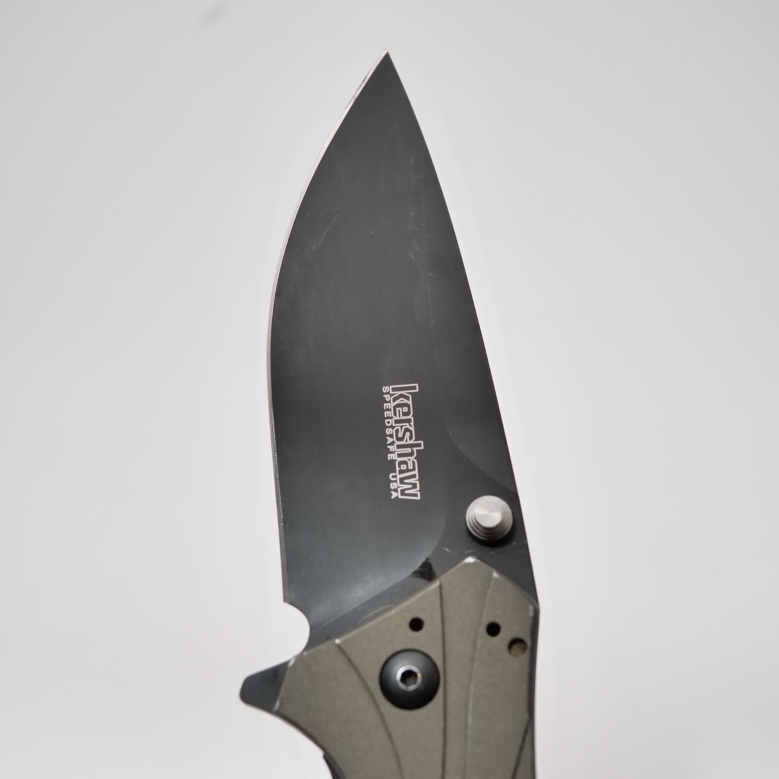 Discontinued Kershaw 1870OLBLK Knockout with OD Green aluminum handle Nice Shape
