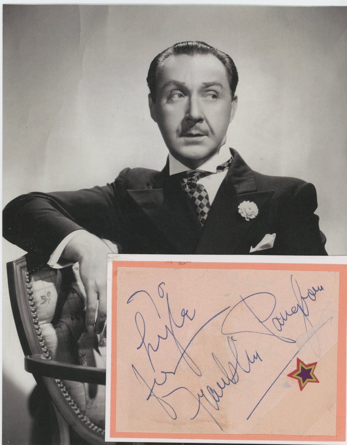 Franklin Pangborn-Vintage Signed Page w/Photo