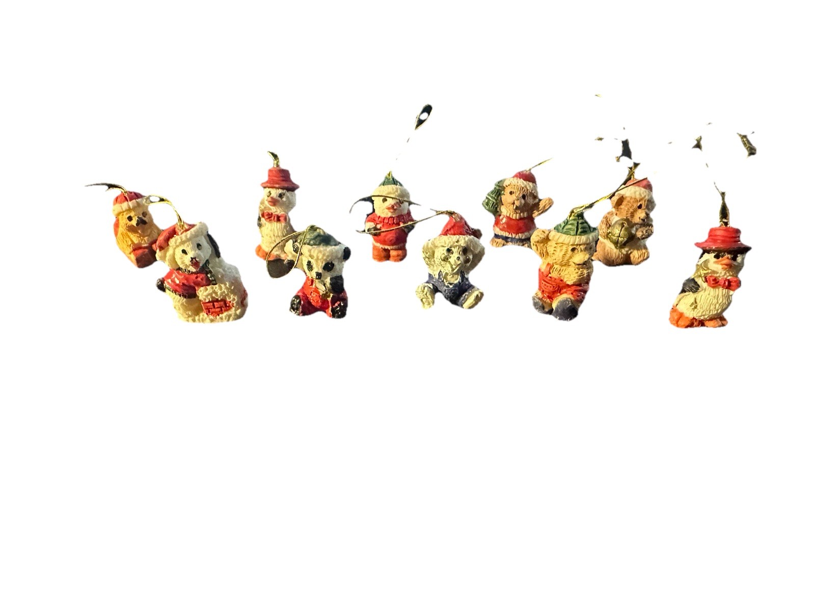 Set Of 10 Vtg Micro Ornaments Animals Theme Christmas Holiday Less Than 1 In