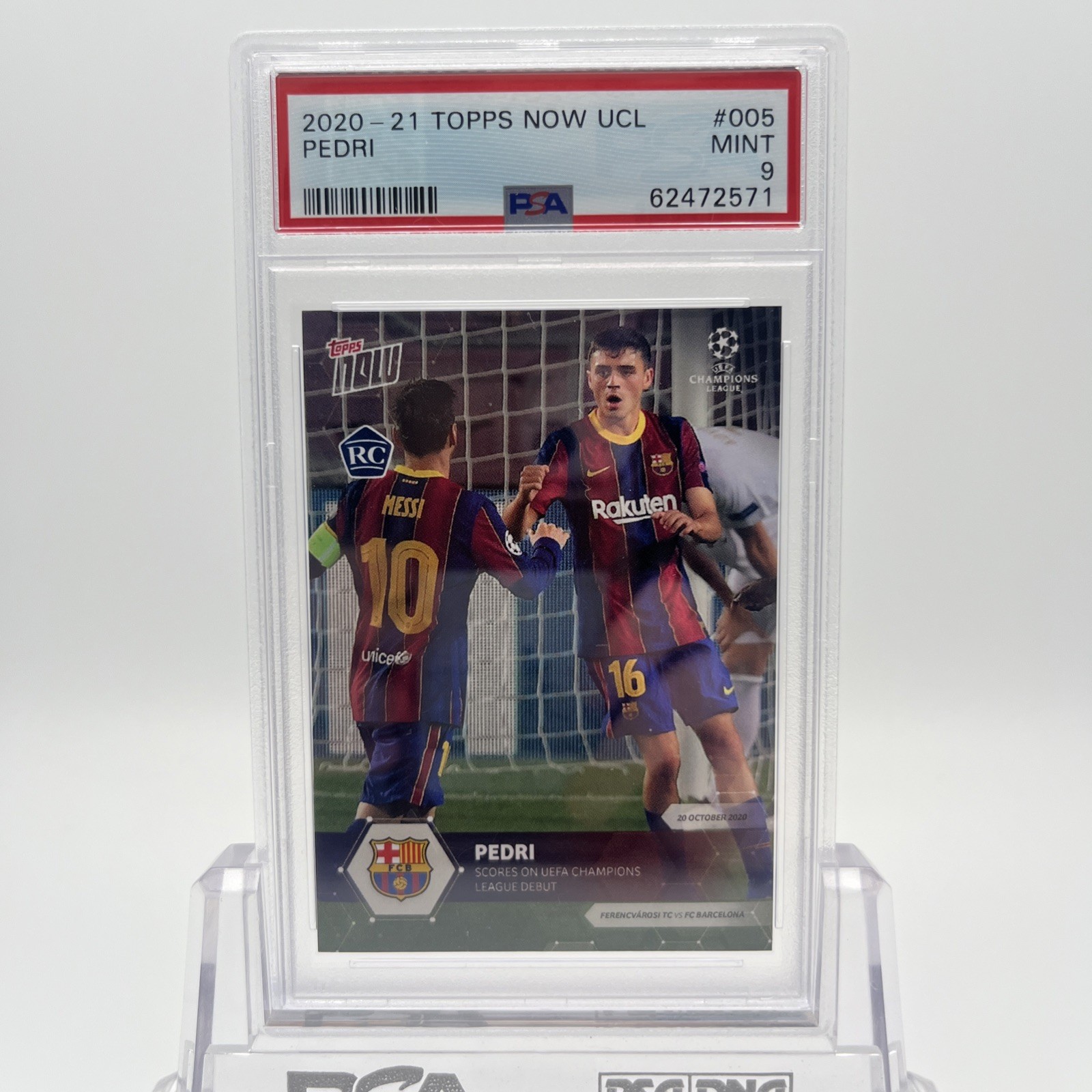 2020-21 Topps Now Ucl Pedri Messi Rookie RC PSA 9 mint #005