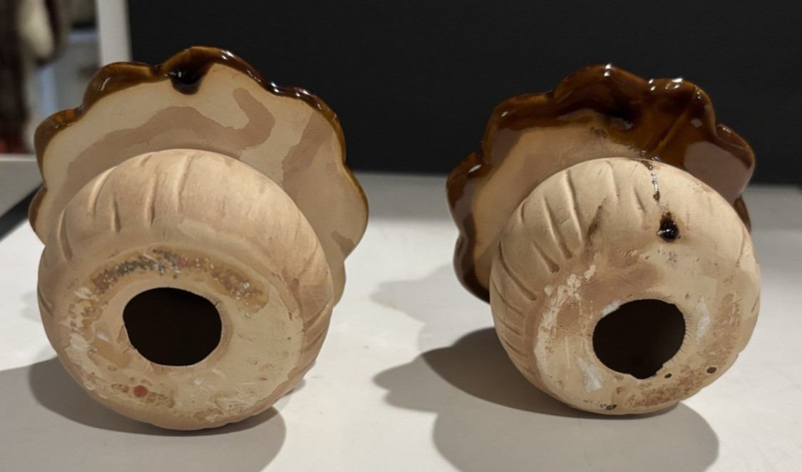 Drip glazed Ceramic Mushroom Figurine – set of two