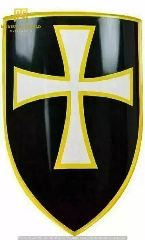 Medieval Knight Templar Crusader Brass Cross Battle Heater Shield Gift Christmas