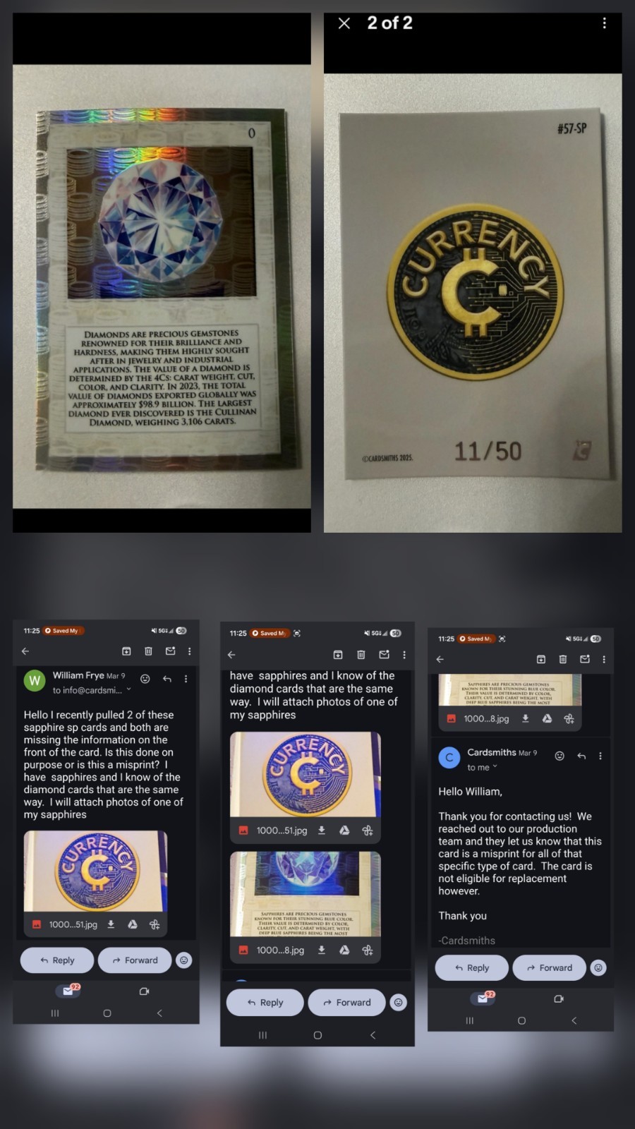 Cardsmiths Currency #57-SP Diamond Artifact CONFIRMED FACTORY MISPRINT