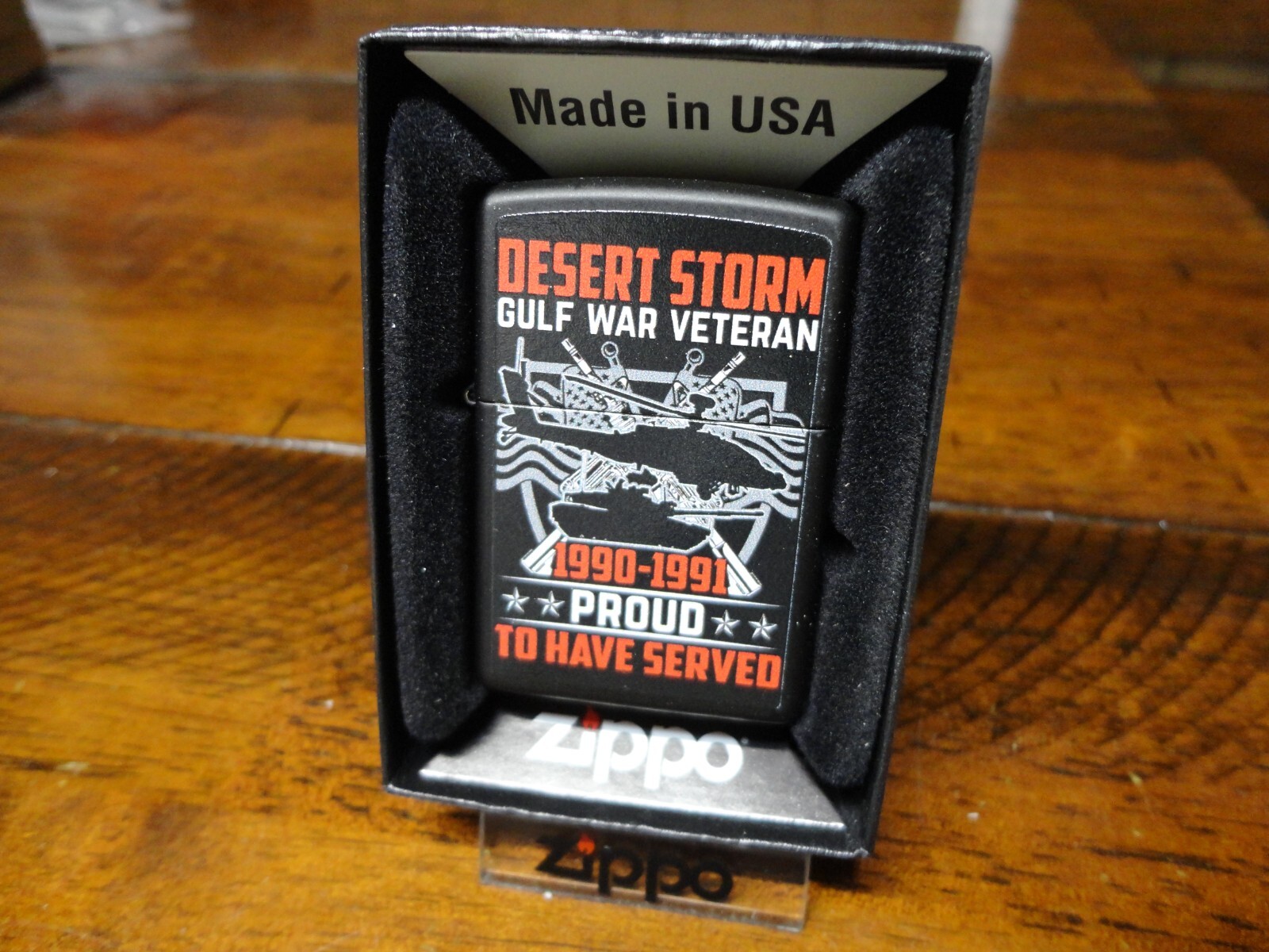DESERT STORM GULF WAR VETERAN 1990-1991 PROUD TO HAVE SERVED LE ZIPPO LIGHTER