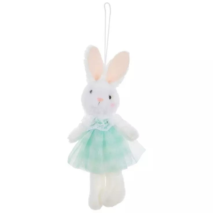 Green Easter Gingham Rabbit Ornament 6″