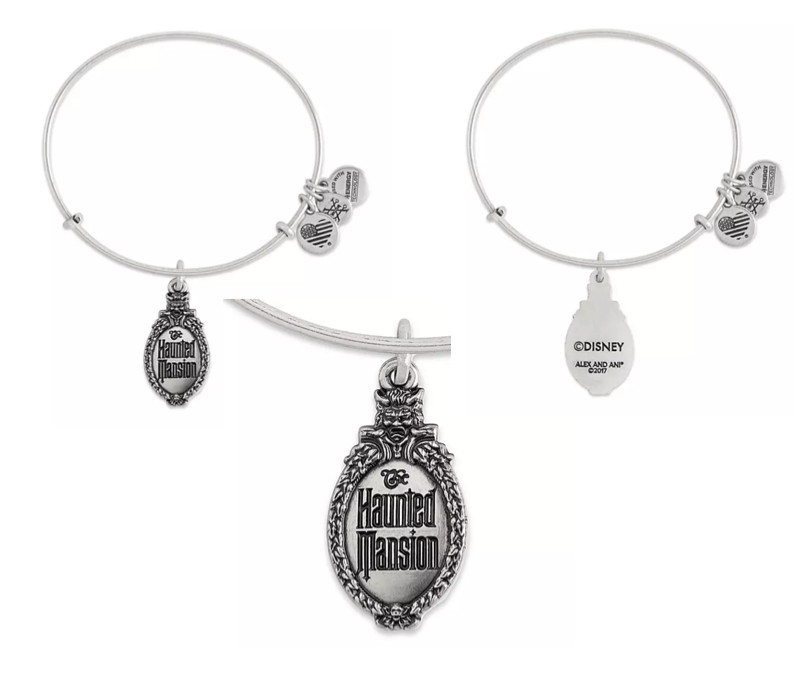 Disney Alex& Ani Bracelet Haunted Mansion Logo Plaque Silver Bas Relief Gargoyle