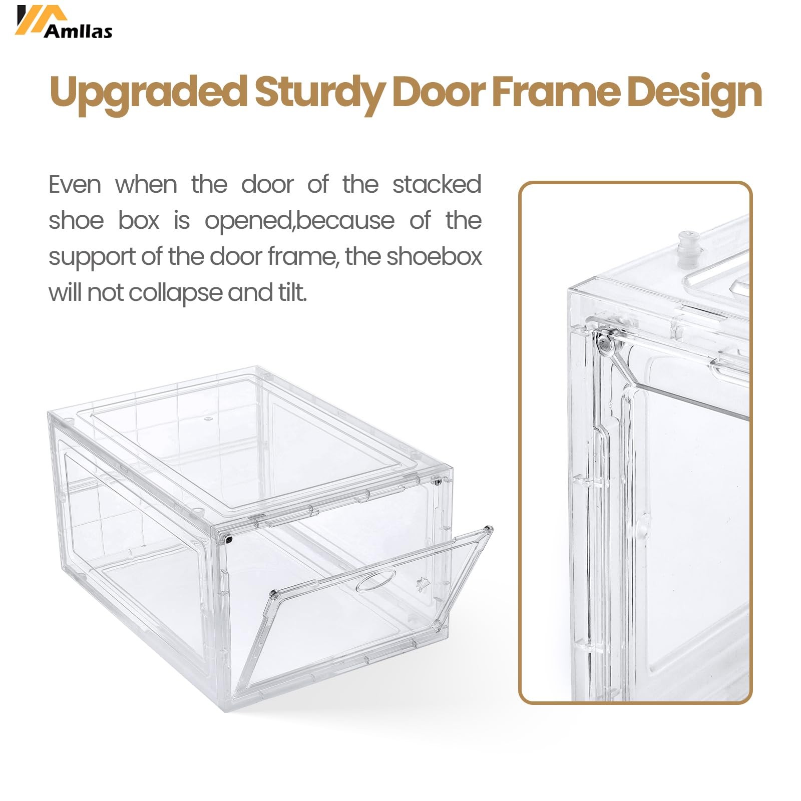 Amllas 12 Pack Clear Shoe Boxes Stackableshoe Storage Boxes For Closetsturdy