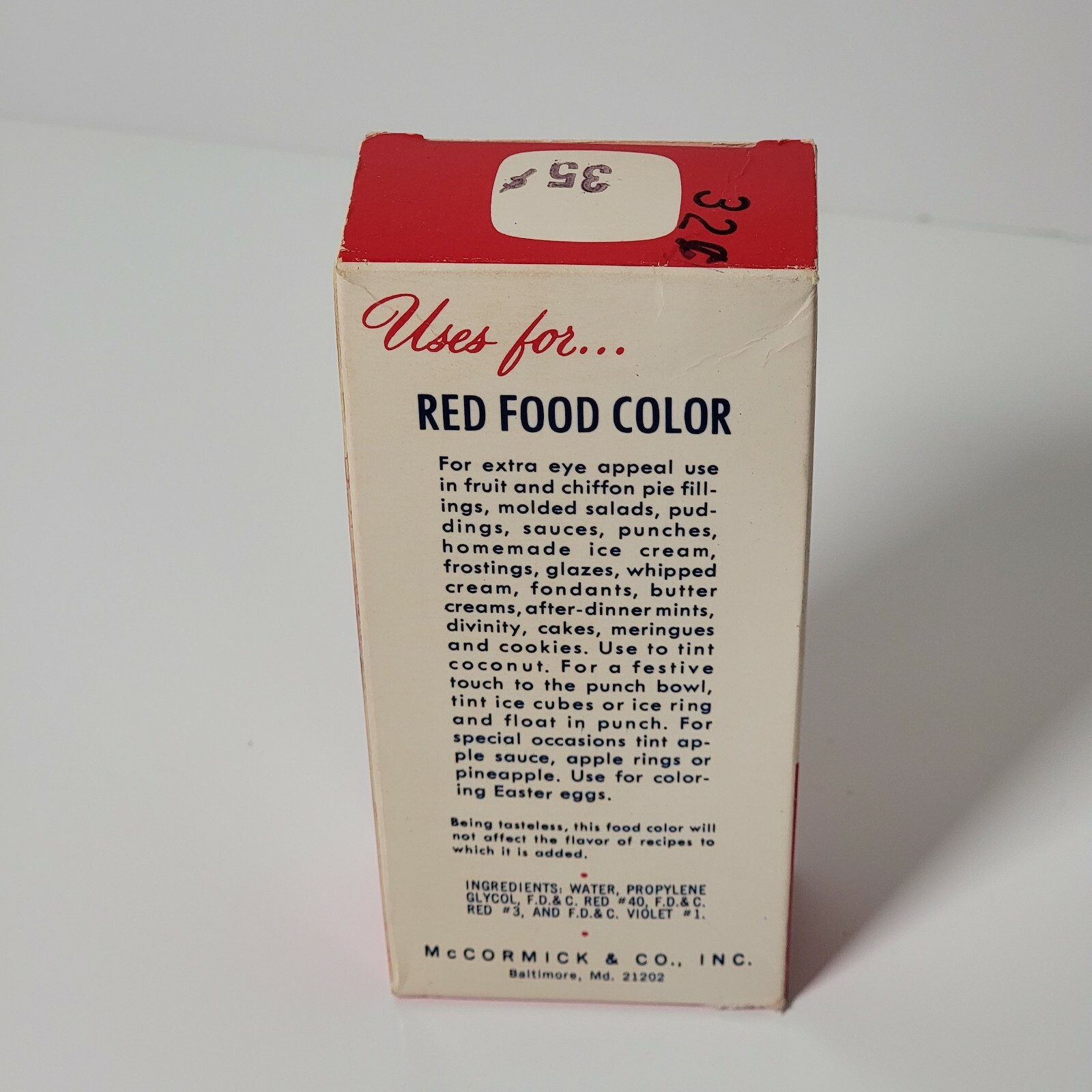 Vintage 1972 NOS McCormick Schilling Red Food Coloring 2 Fl. Oz. USA Free Ship