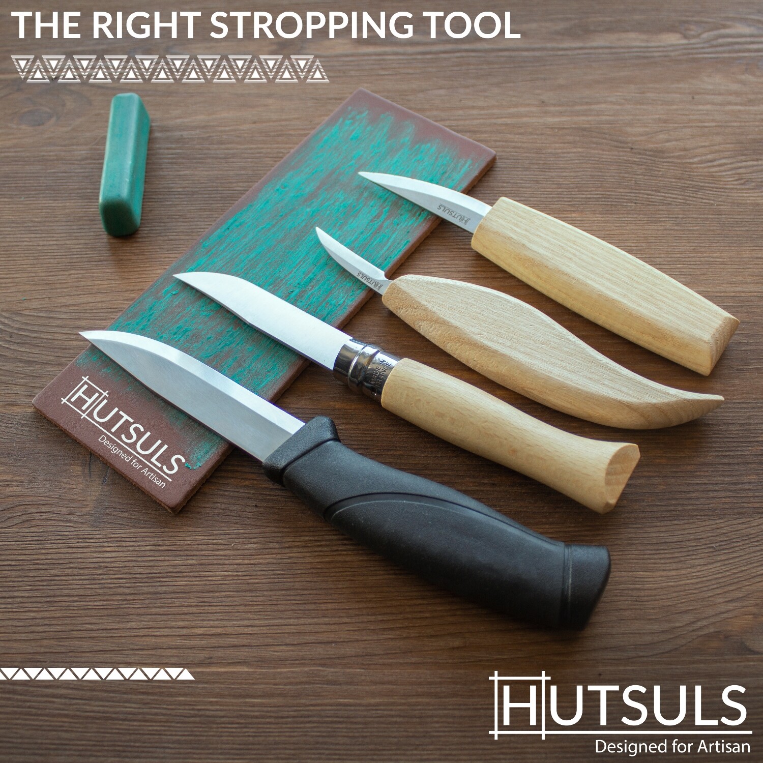 HUTSULS Brown Leather Strop Green Honing Compound Stropping Kit Knife Sharpener