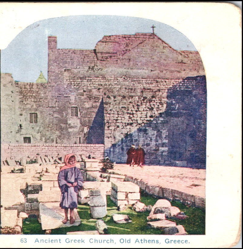 Greece, Athens, Ancient Greek Church, Old Athens–Stereoview #LC9