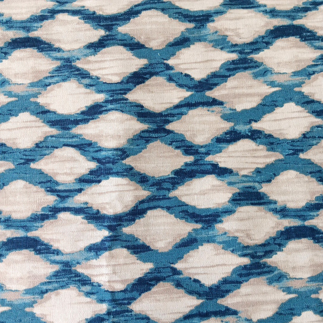 Kelly Ripa Fabric Home Decore Crafts Blue Weave Beige 2 YDS Costal Nautical NEW