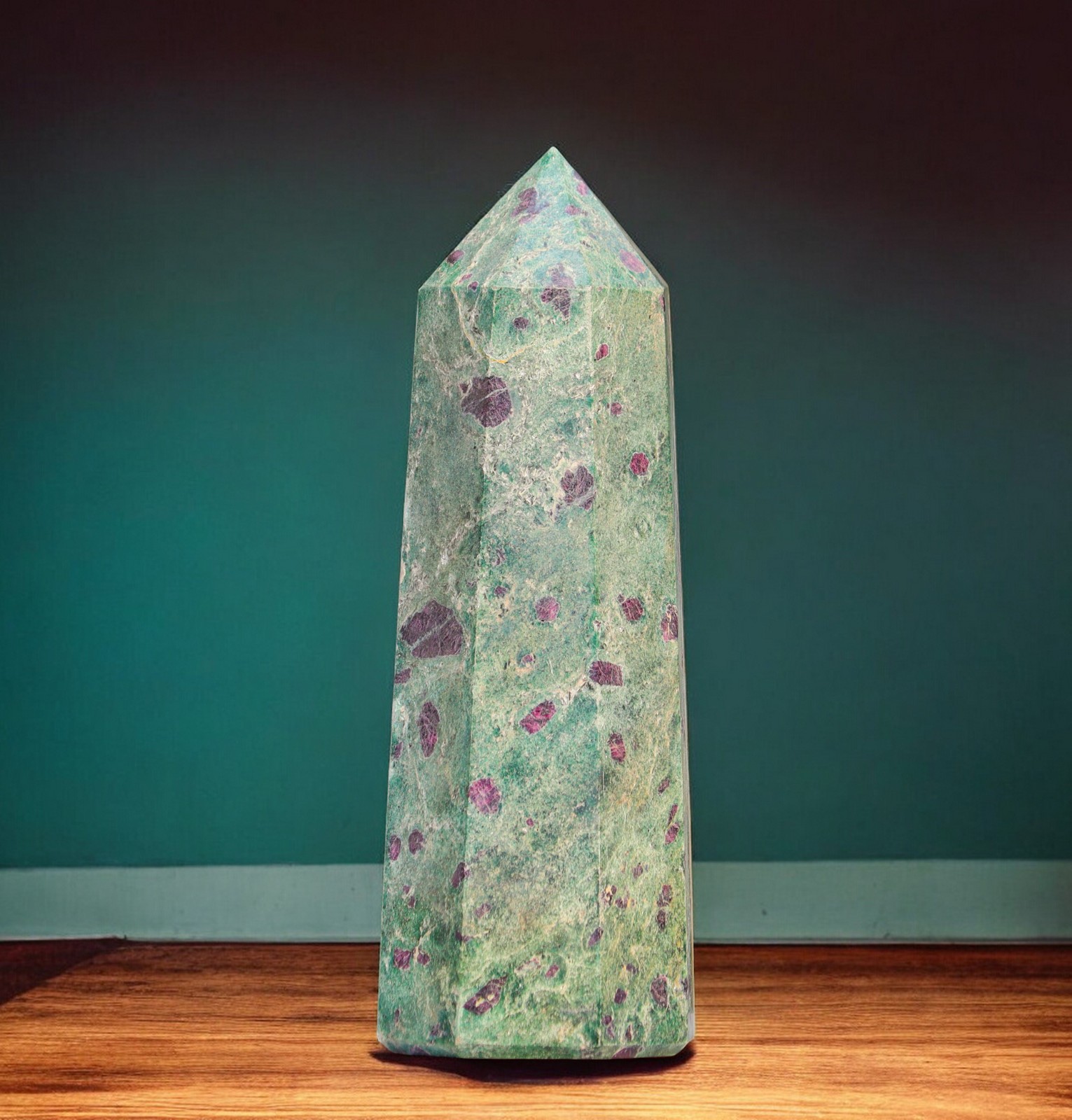 190mm Ruby Fuchsite Mineral Specimen , Home Decoration Reiki Stone Tower Point