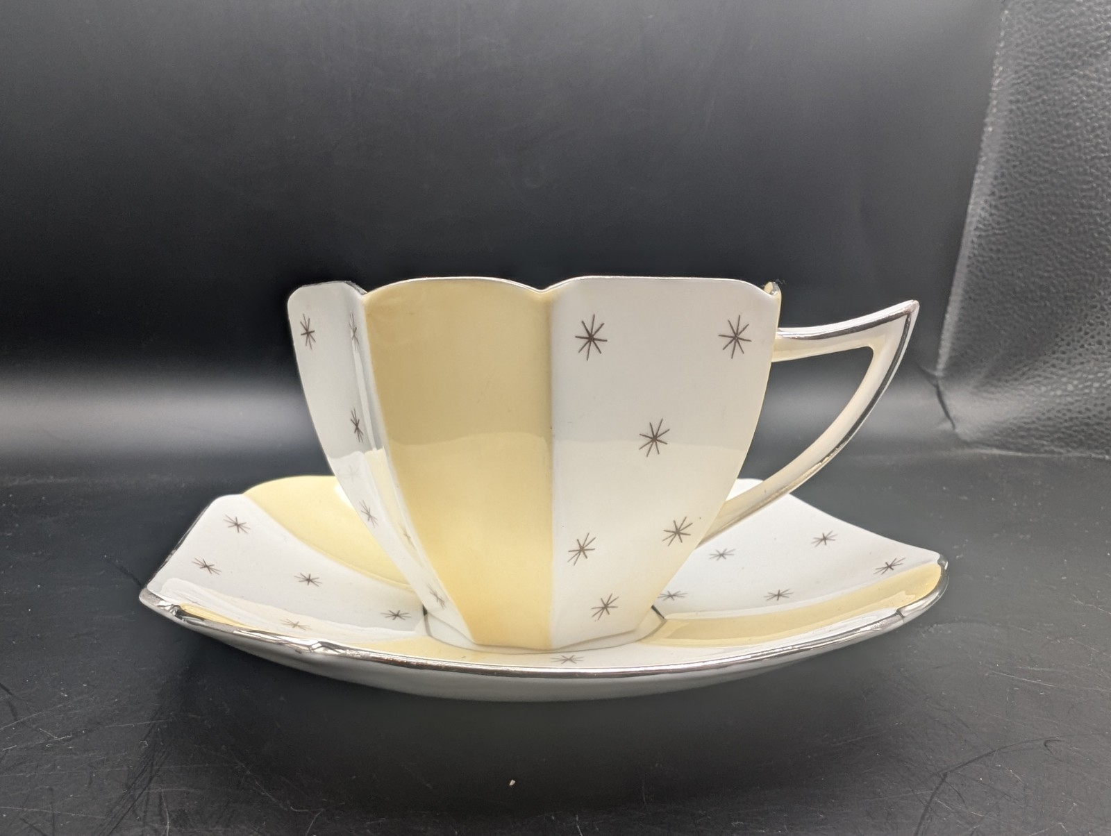 Shelley – Queen Anne Shape Cup & Saucer – Yellow* Pole Star Pattern: 13895/S16