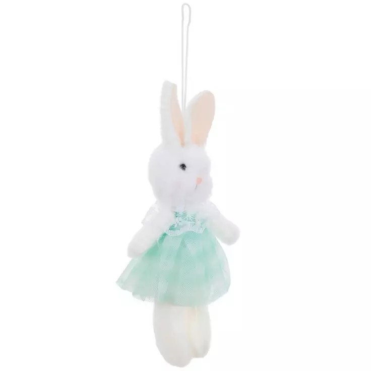 Green Easter Gingham Rabbit Ornament 6″