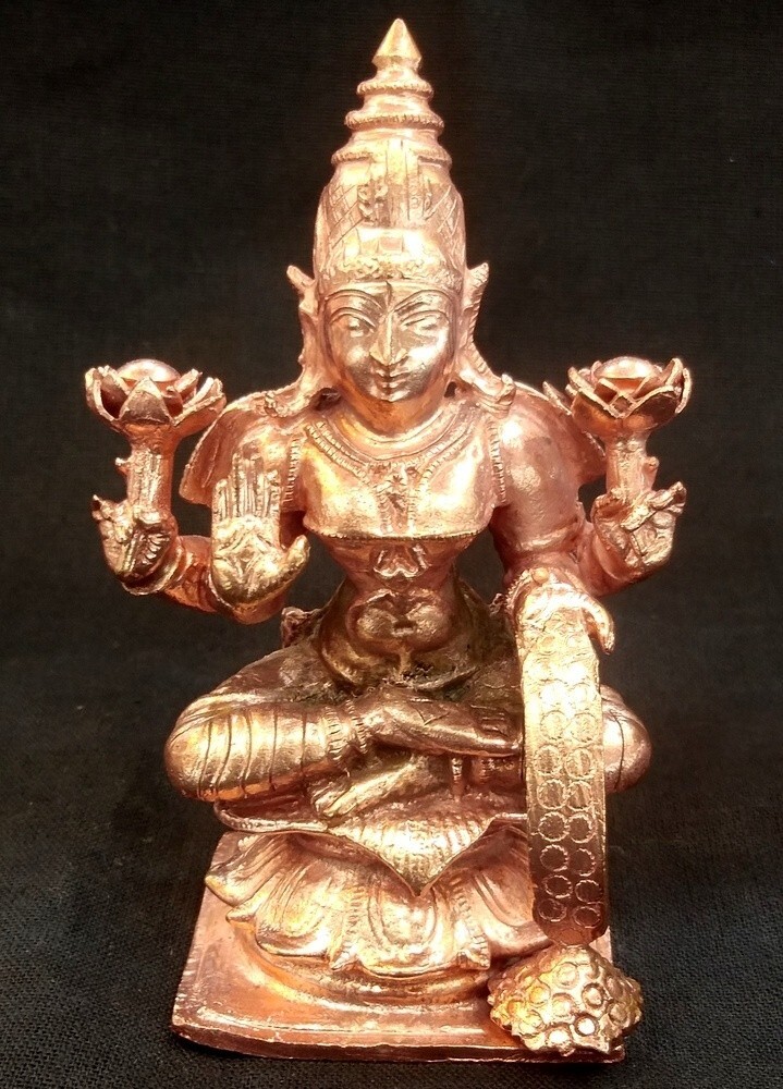 Goddess Laxmi Idol / Dhana Lakshmi Idol In Pure Solid Copper