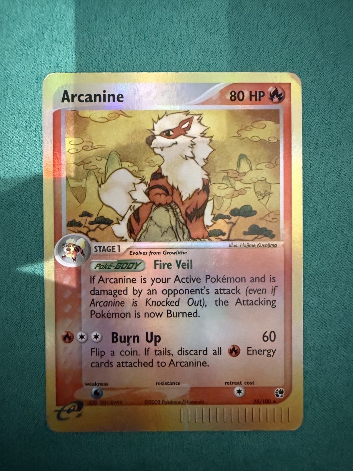 Pokemon Arcanine 15/100 Sandstorm Reverse Holo MP/HP
