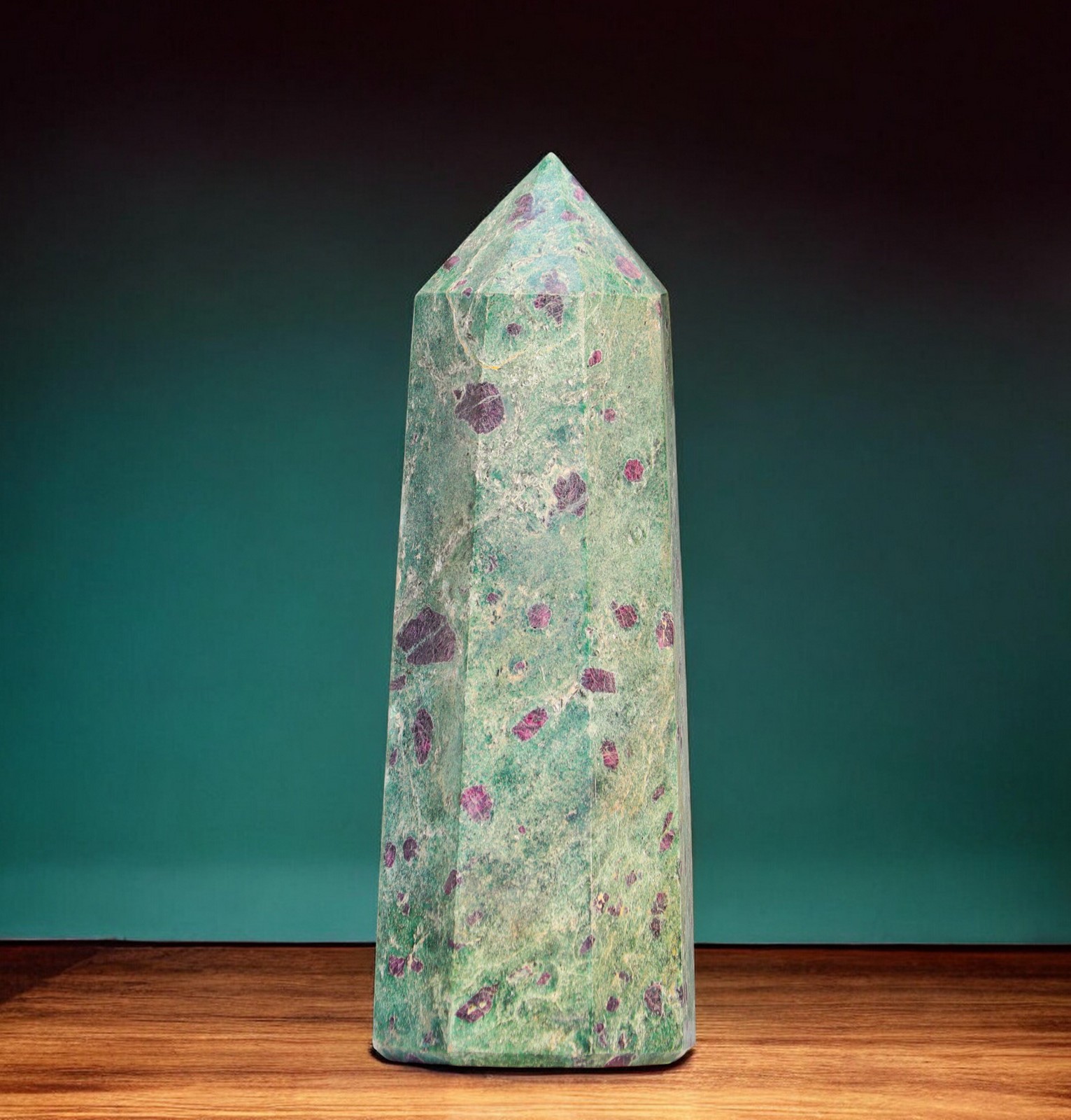 190mm Ruby Fuchsite Mineral Specimen , Home Decoration Reiki Stone Tower Point