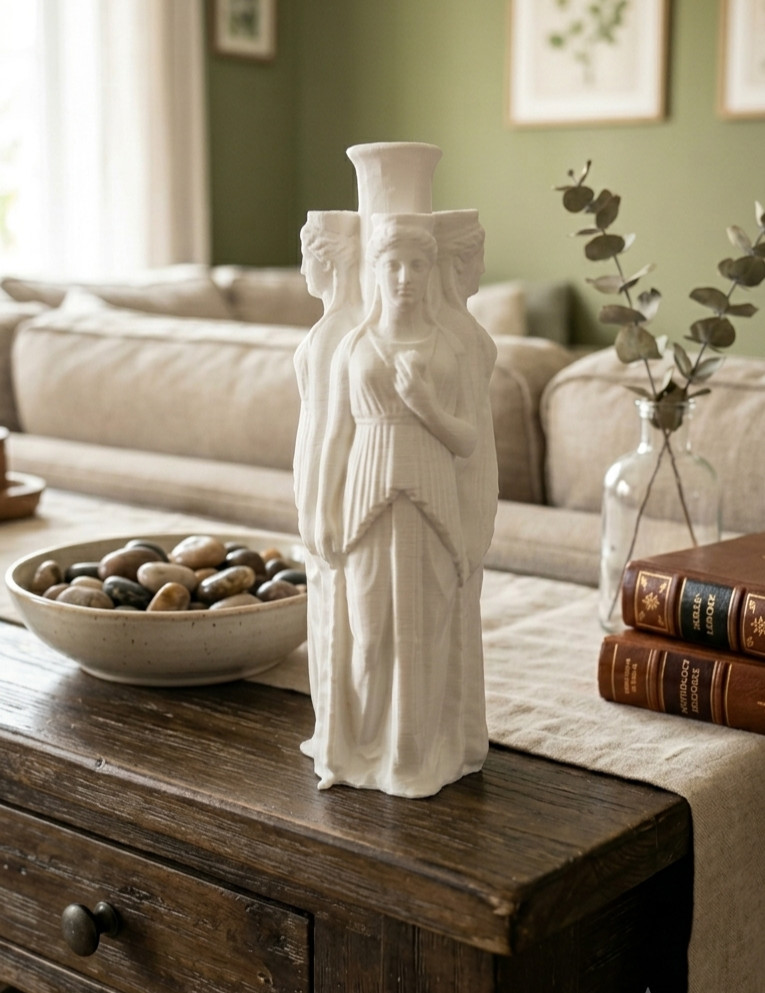 Hecate Triple Goddess 3D Printed Statue – 9.5″ White Greek Mythology Figurine
