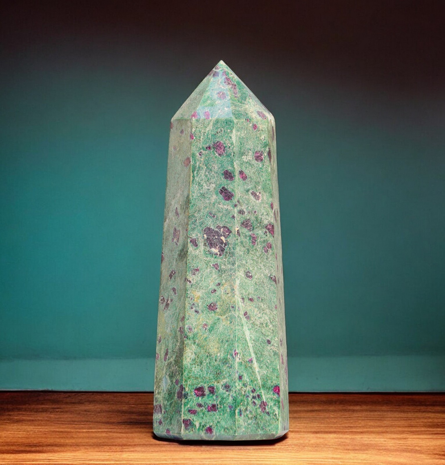 190mm Ruby Fuchsite Mineral Specimen , Home Decoration Reiki Stone Tower Point