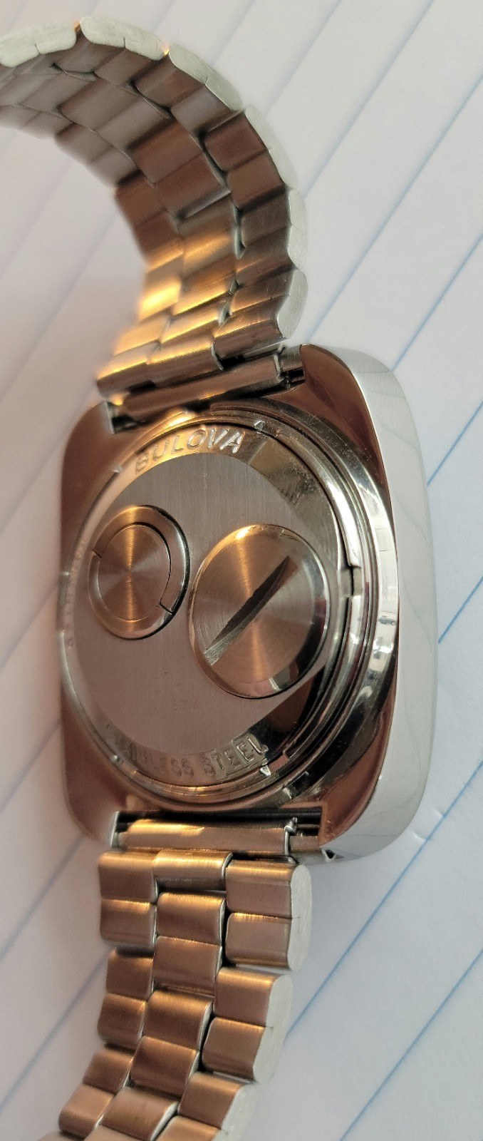 Restored 1973 Model #7387 Swiss Bulova Accutron 214 Stainless Spaceview Watch