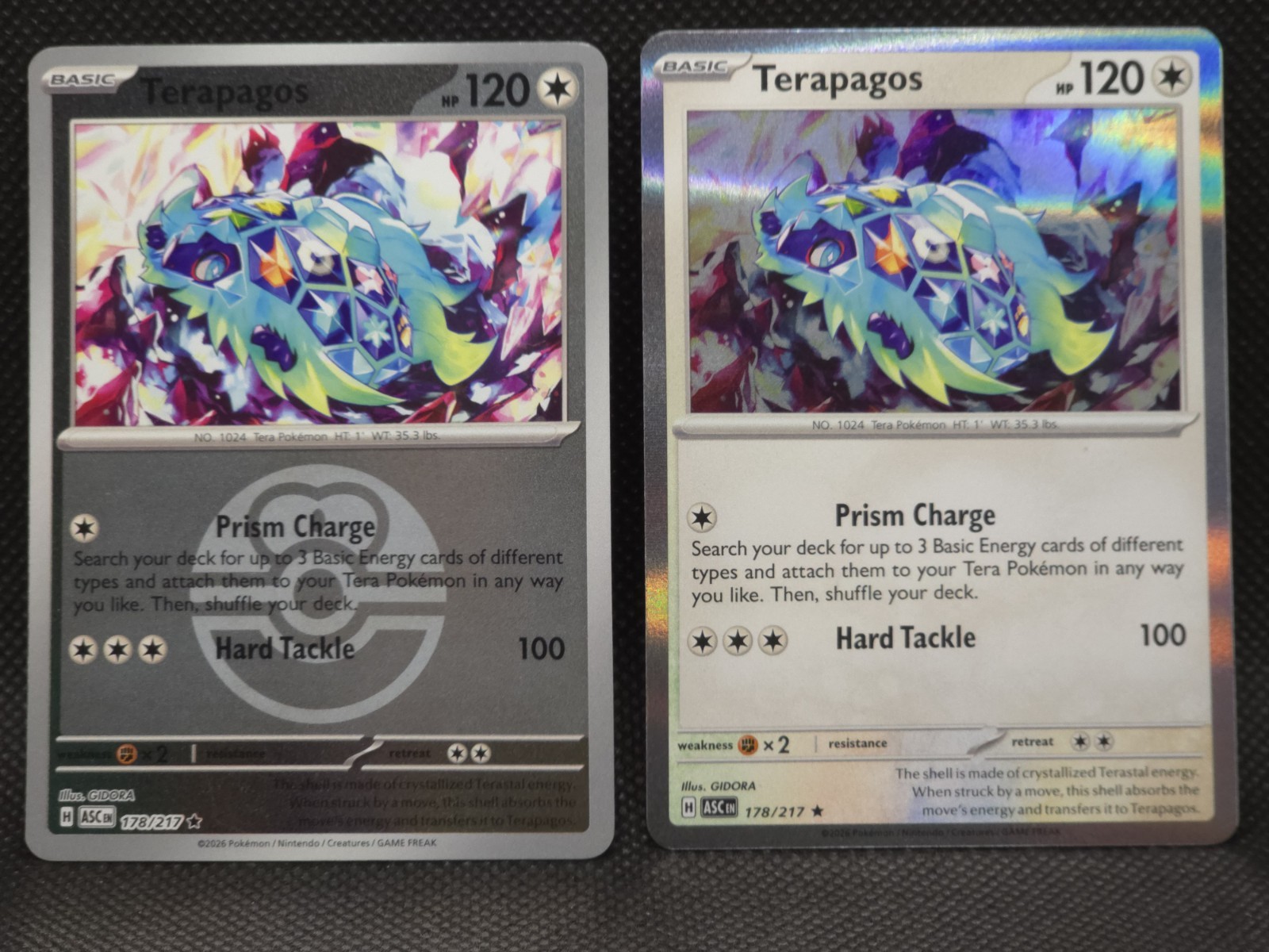 ​2 x Terapagos 178/217 Ascended Heroes Holo & Reverse Holo Pokemon Cards Mint