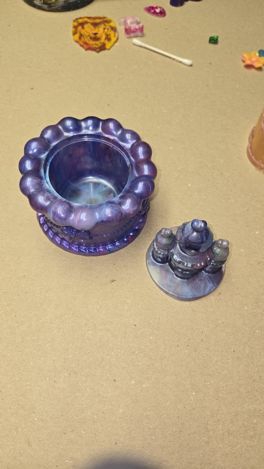 Castle Trinket Box Purple Blue Colorshift Princess Gift Handmade Epoxy Resin Art