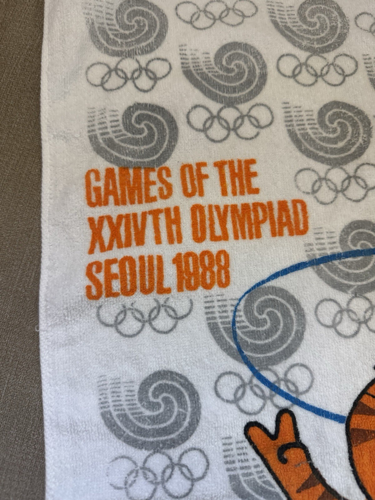 Olympic 1988 Seoul Olympics Hodori Mascot Cotton Sports Towel, Novelty Pattern