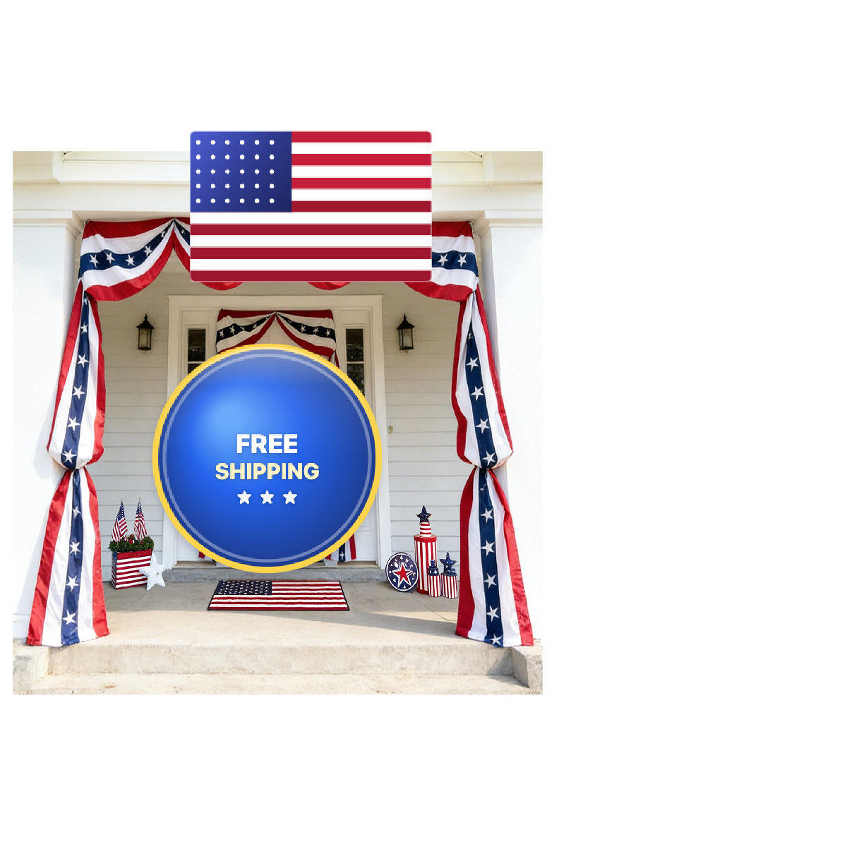 Uqje 20Ft 4Th Of July Decorations American Flag Bunting Patriotic Door Decor