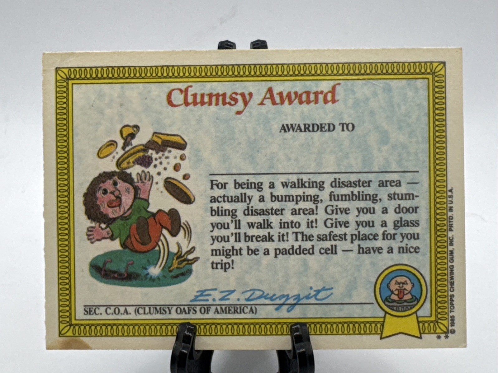 1985 Topps Garbage Pail Kids Card Series 1 OS1 Matte 20b Dressy Jesse GPK USA
