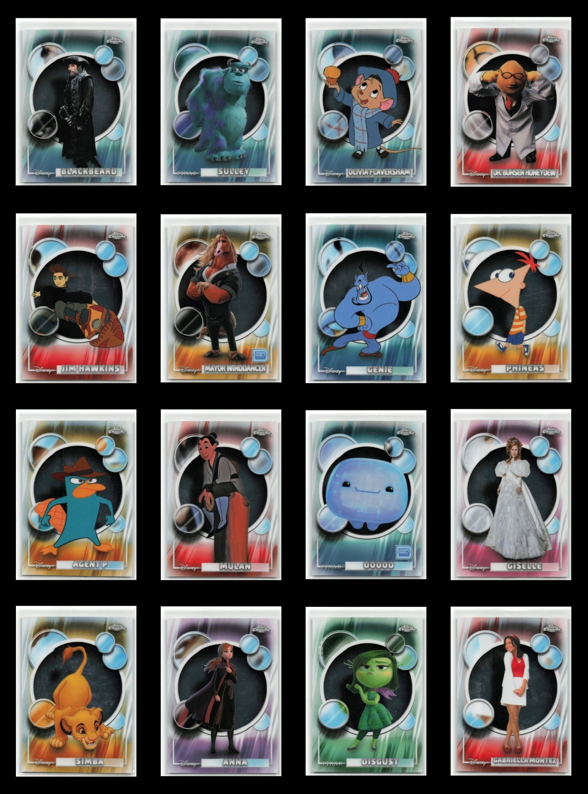 16 Card Lot – 2026 Topps Chrome Disney Base Set – No Duplicates – Debut Mint
