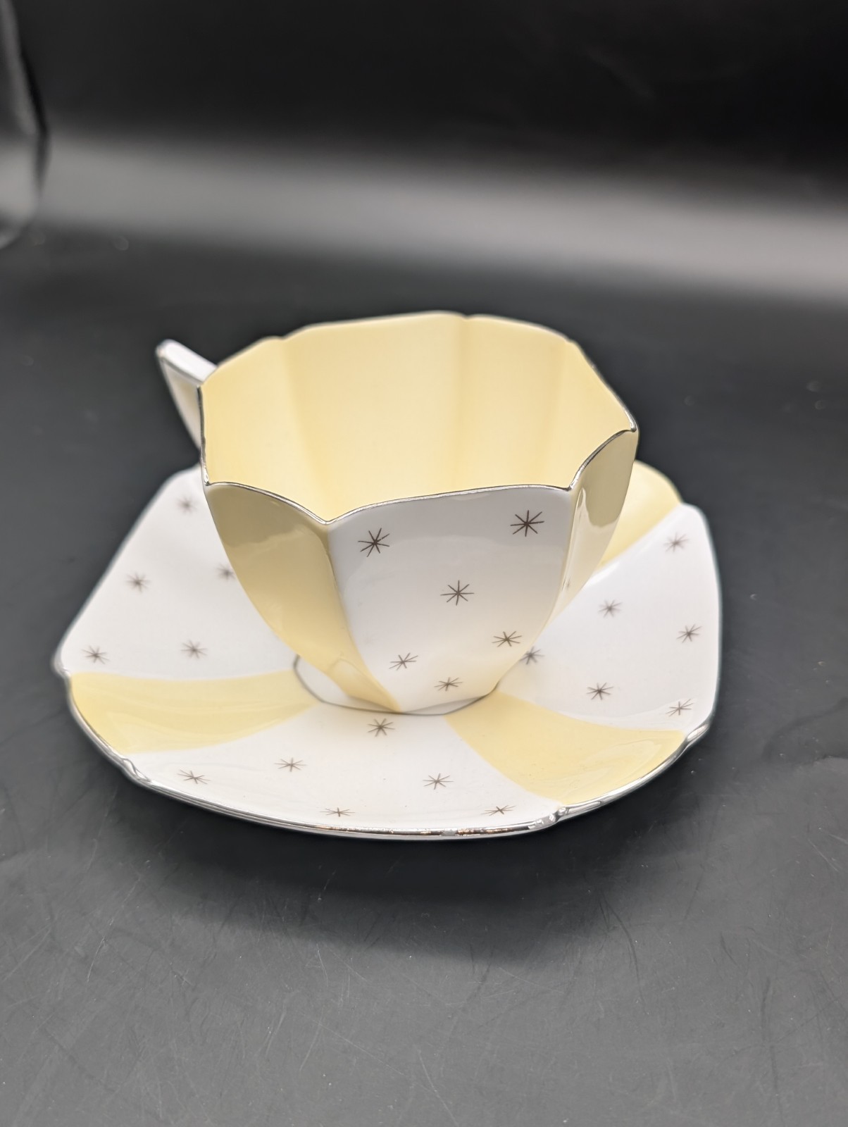 Shelley – Queen Anne Shape Cup & Saucer – Yellow* Pole Star Pattern: 13895/S16