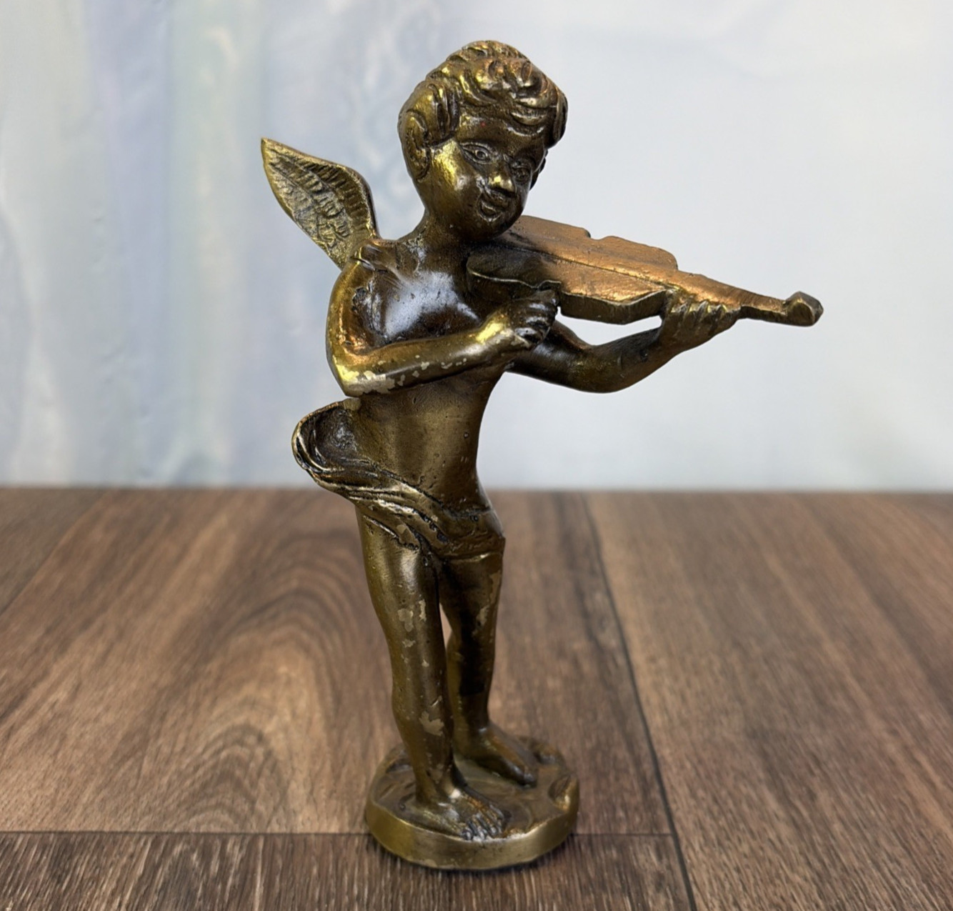 6″ Heavy Brass Cherub Angel Playing the Violin Figurine