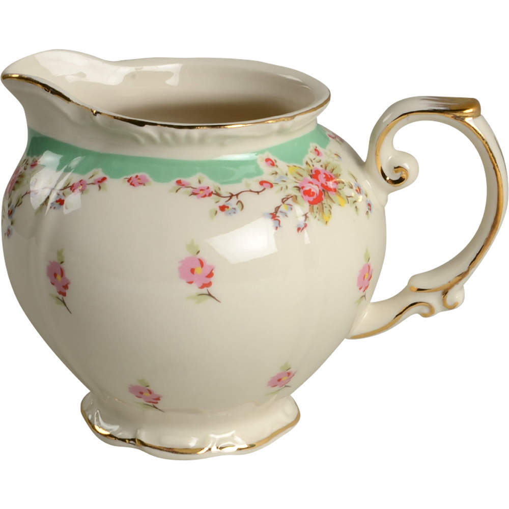 Gracie Bone China Green Vintage Rose Creamer 7367826