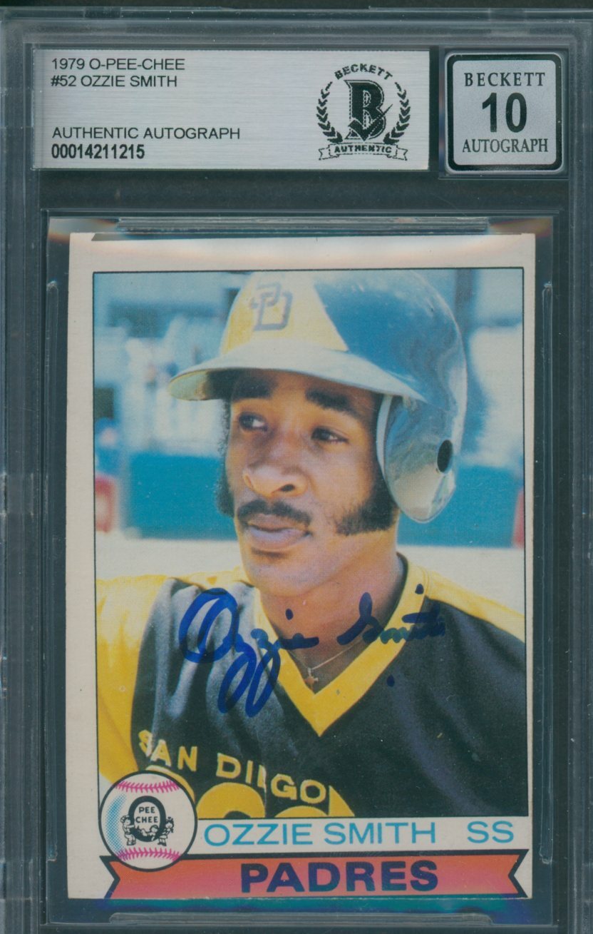 1979 O-Pee-Chee OPC #52 Ozzie Smith Beckett Authentic Signed Auto 10 *1215