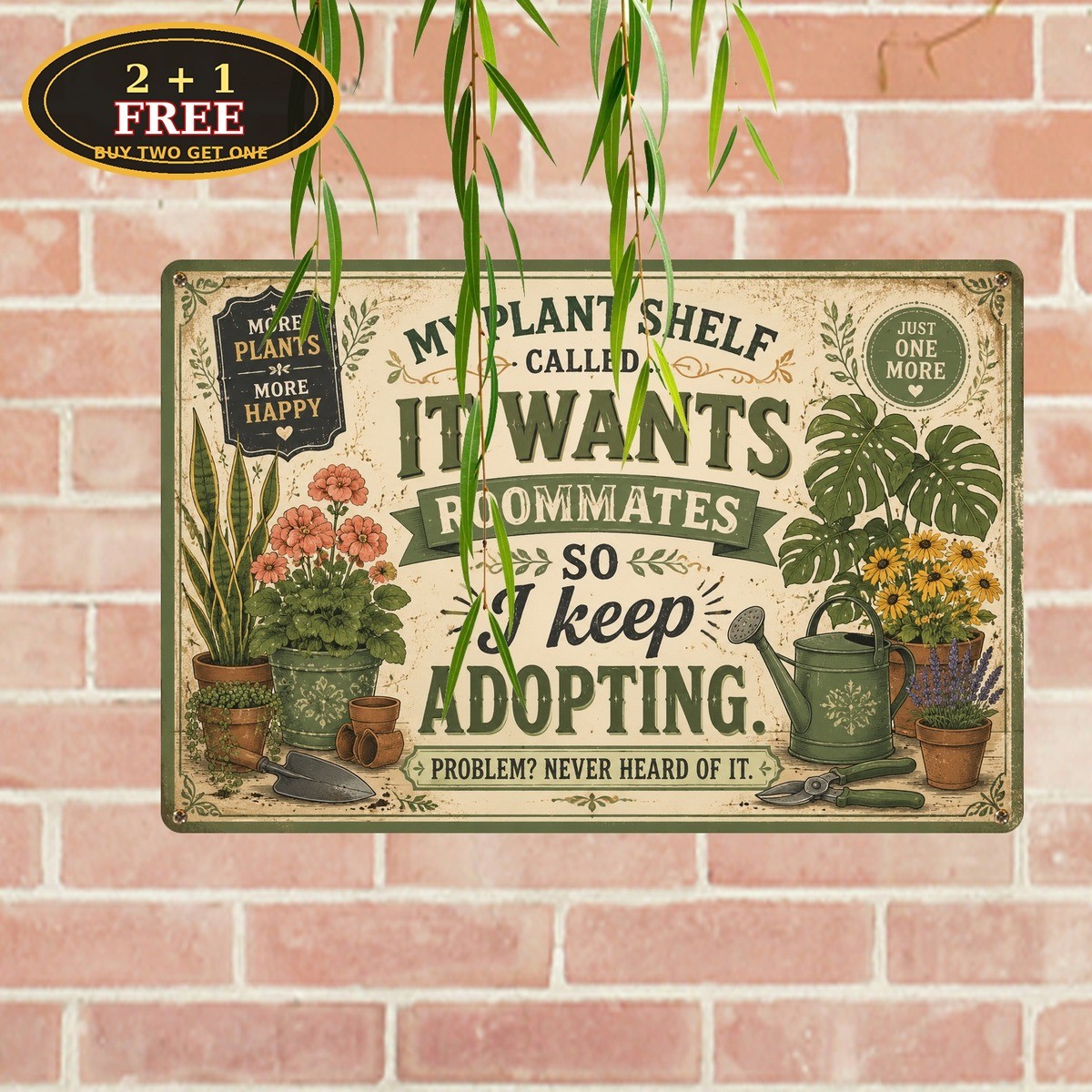 Gardening Because Murder Is Wrong Funny Greenhouse Plant Metal Tin Sign Plaque