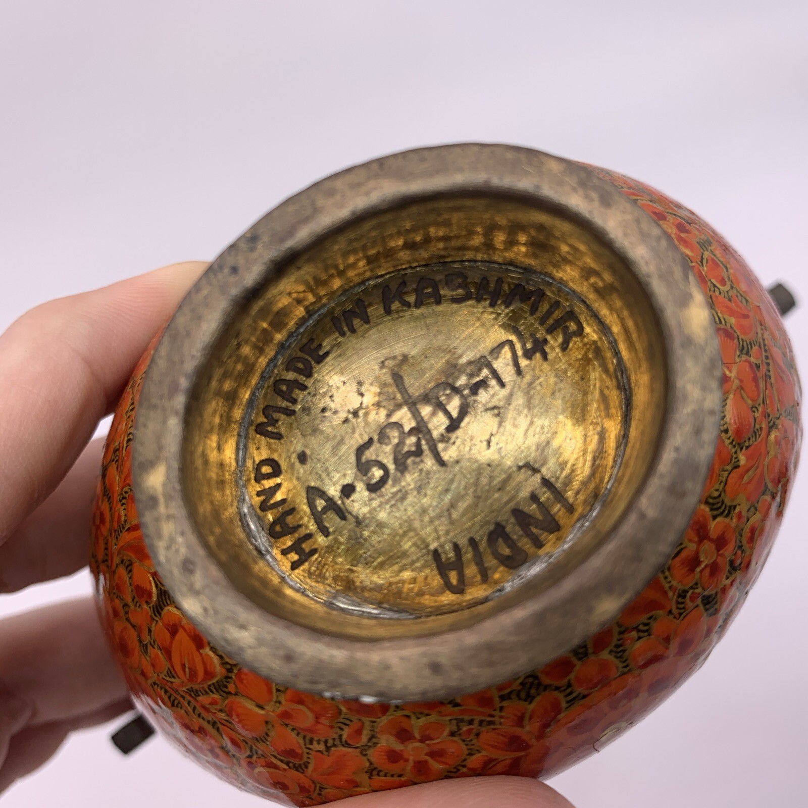 Kashmir Beggars Bowl Kashkul India Laquer Brass Vintage