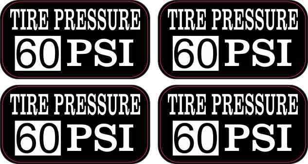 2in x 1in Tire Pressure 60 PSI Stickers Car Truck Vehicle Bumper Decal