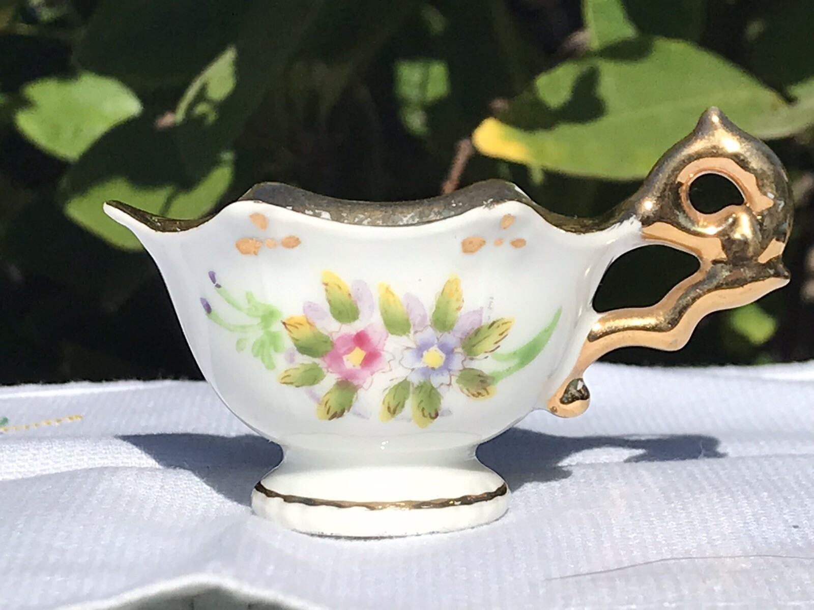 Vintage Porcelain Teacup 3” Hand Painted Floral Design Made In Japan