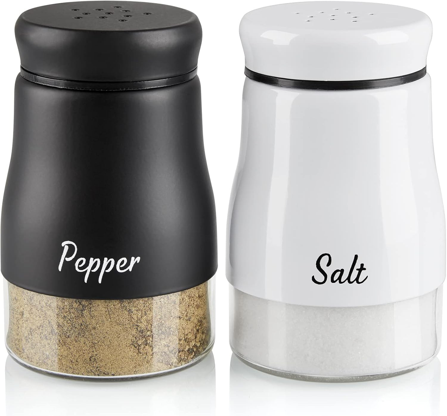 Salt and Pepper Shakers Set, 5 Ounce Salt and Pepper Dispenser with Glass Botto
