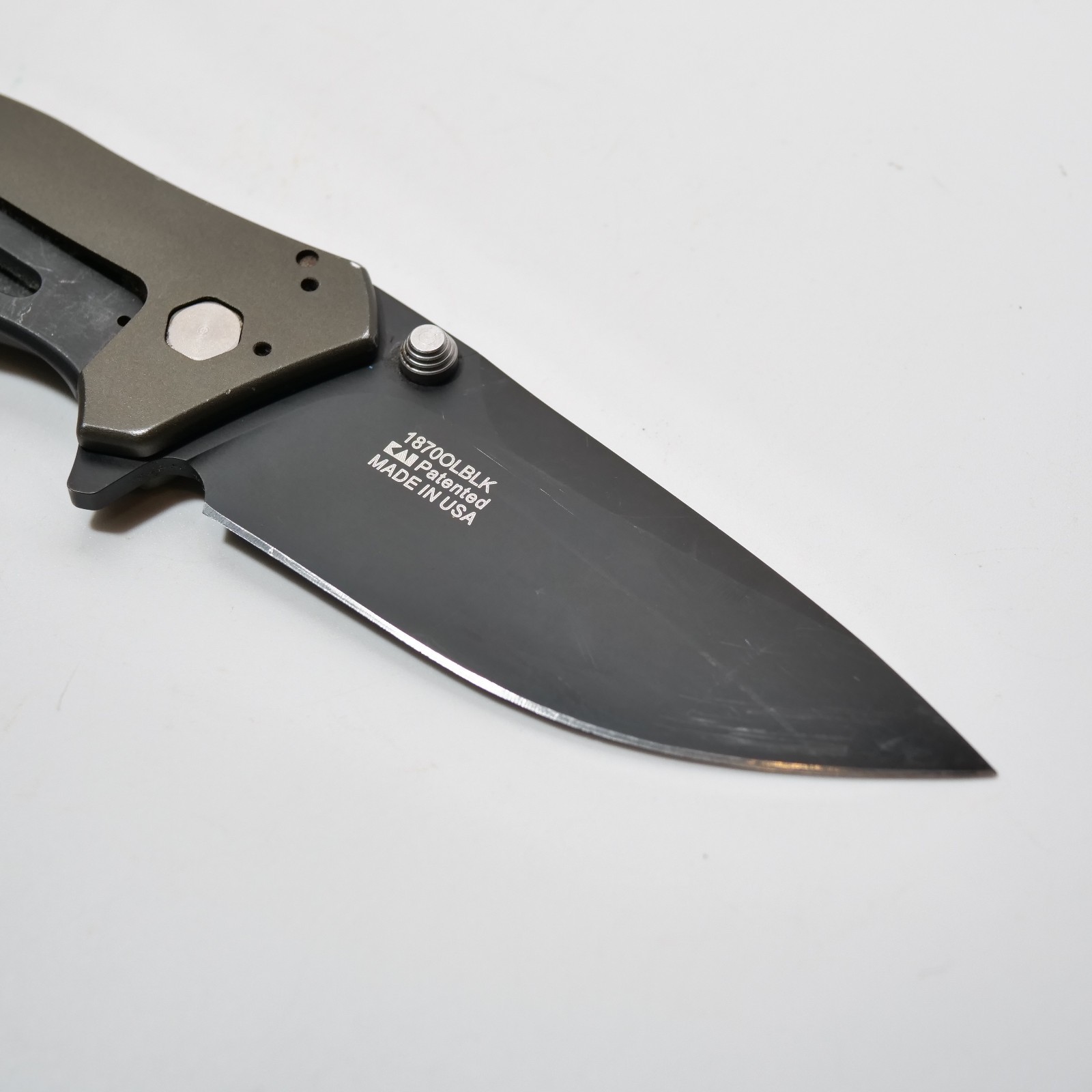 Discontinued Kershaw 1870OLBLK Knockout with OD Green aluminum handle Nice Shape