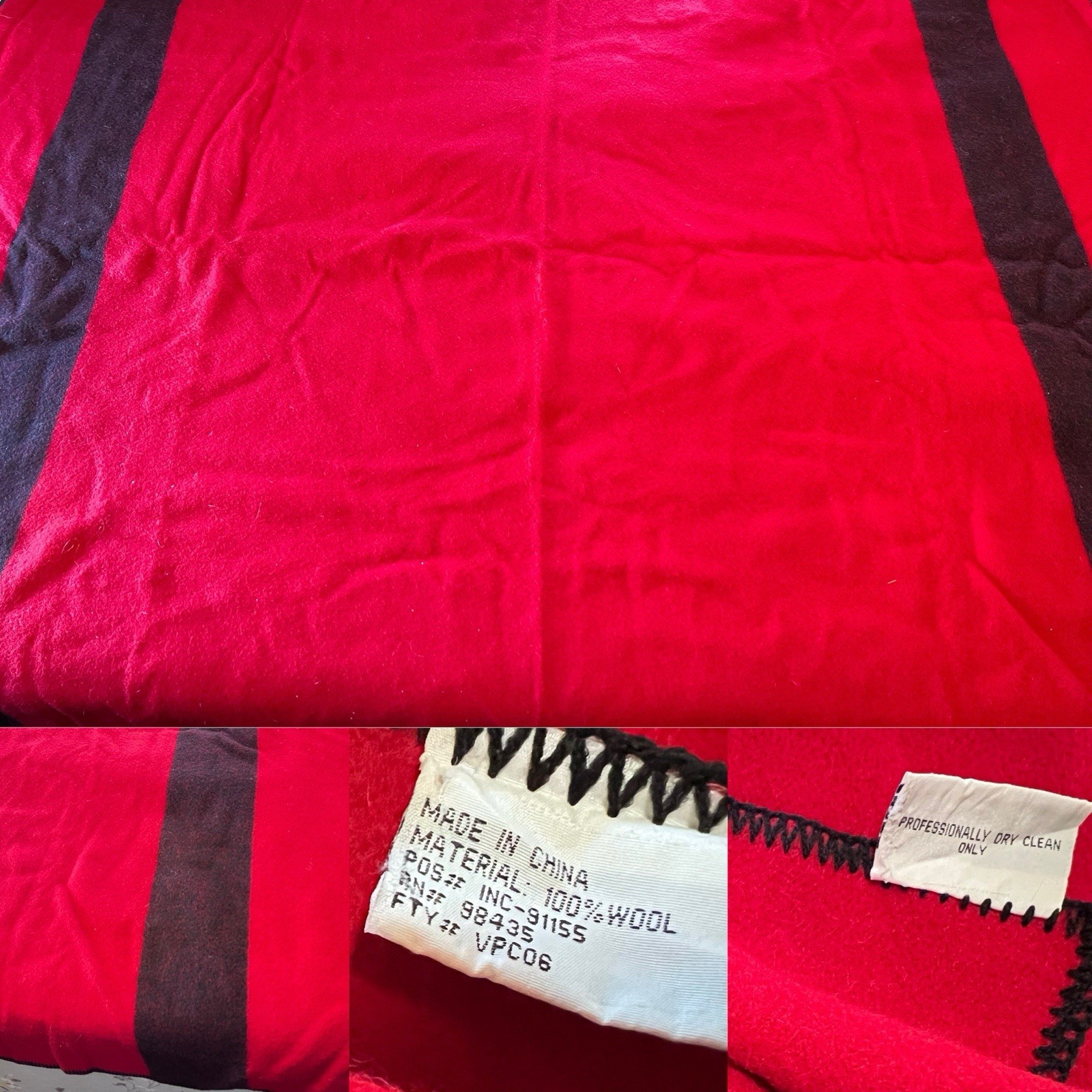 2003 Marlboro Guts Grit Gear Blanket Red Black 100% Wool Vintage Stripes 67”x60”