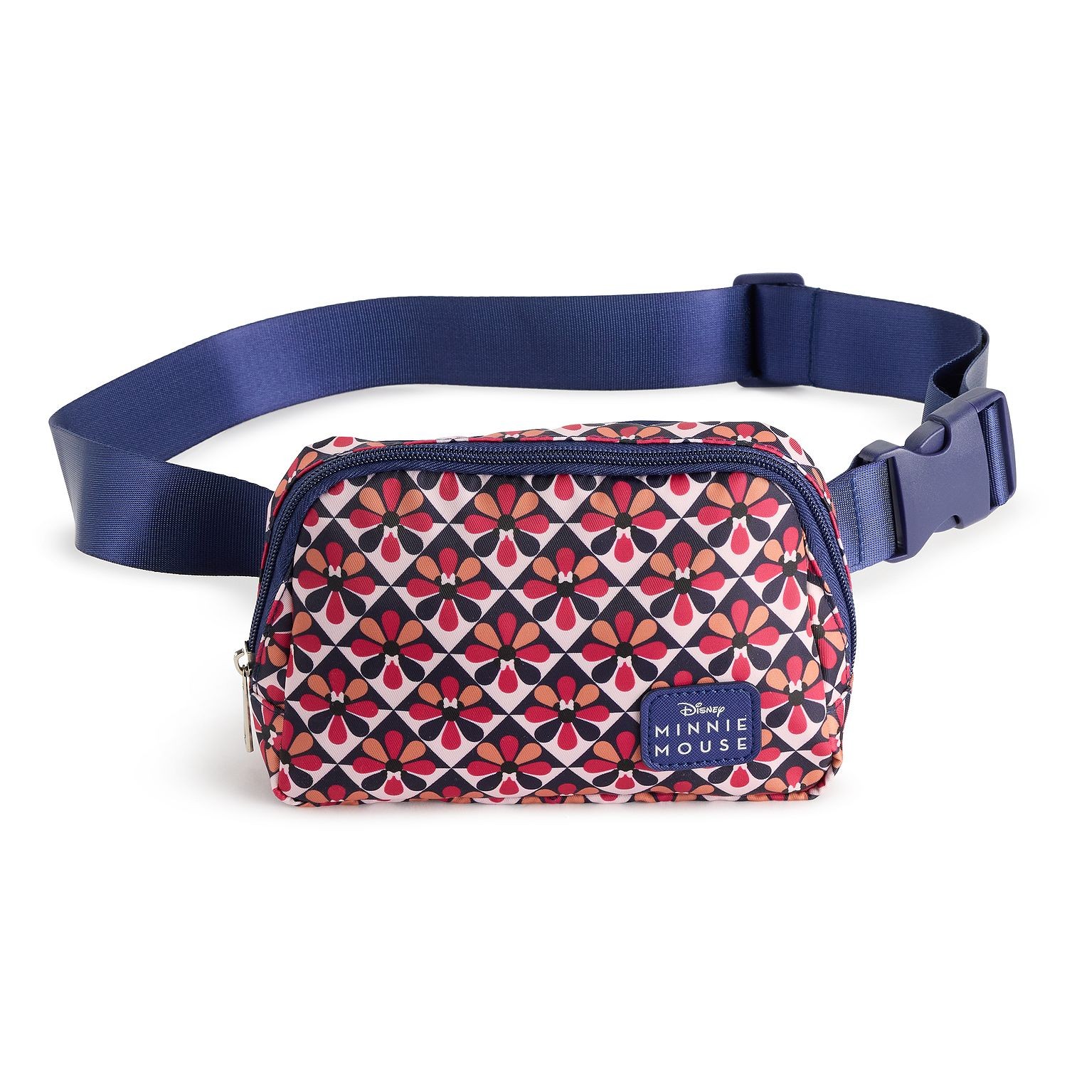 NWT Disney Minnie Mouse Floral Retro Print Small Fanny Pack Blue Pink White