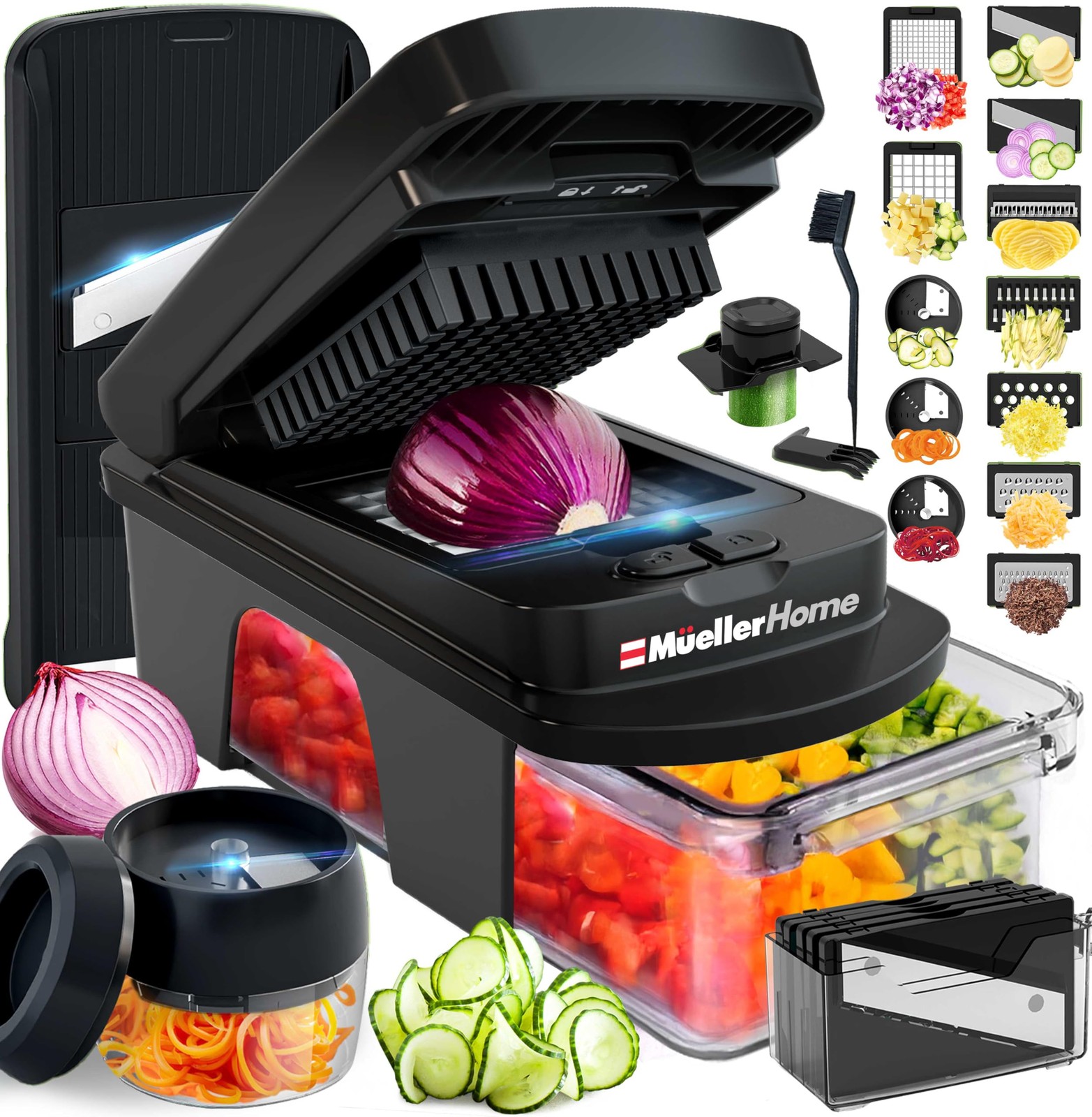 Ultimate 12 Blade Vegetable Chopper, Mandoline Slicer And Spiralizer, Dicer
