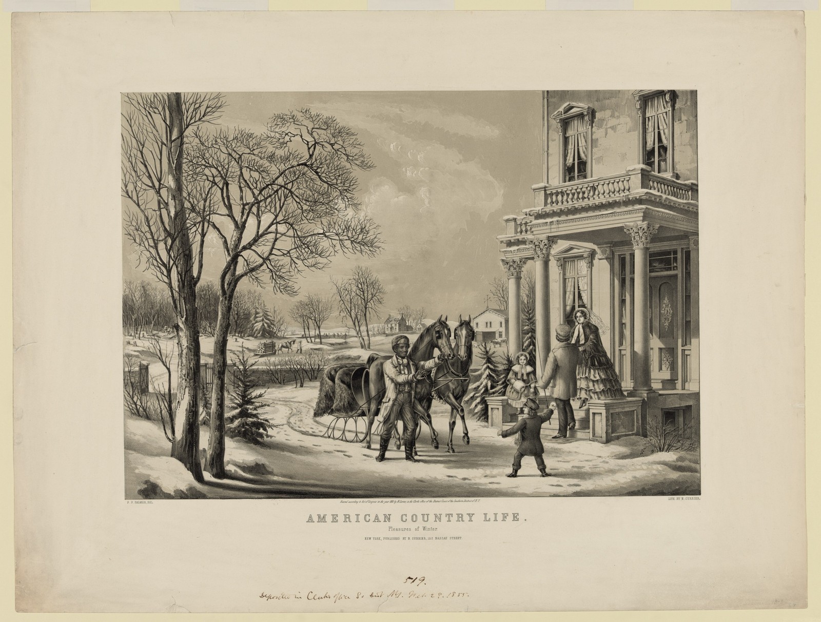 American Country Life Winter Sleigh Scene Vintage Photo Reprint Wall Art