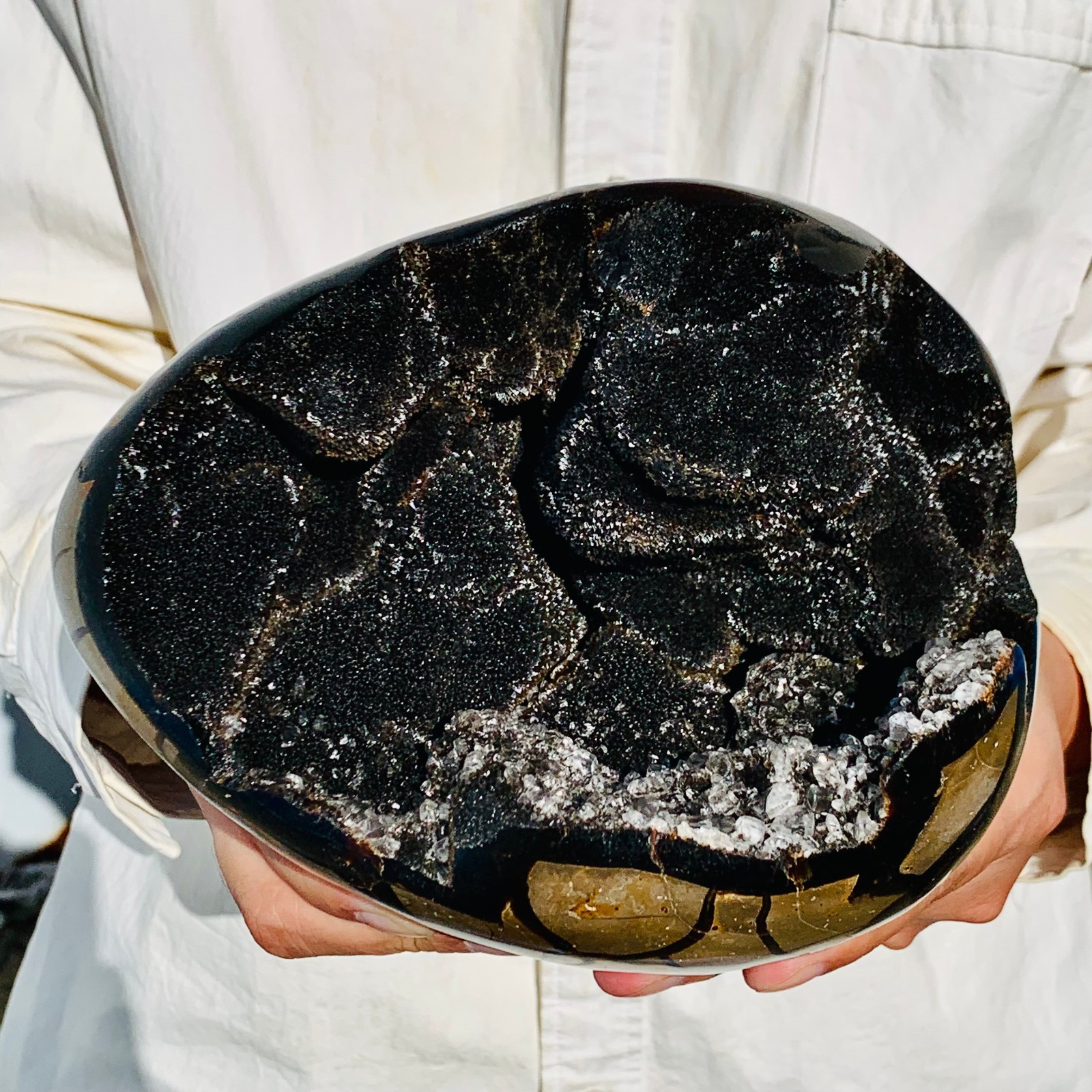 7.99LB Natural Turtle Back Stone Dragon Crystal Cave Crack Gem Healing