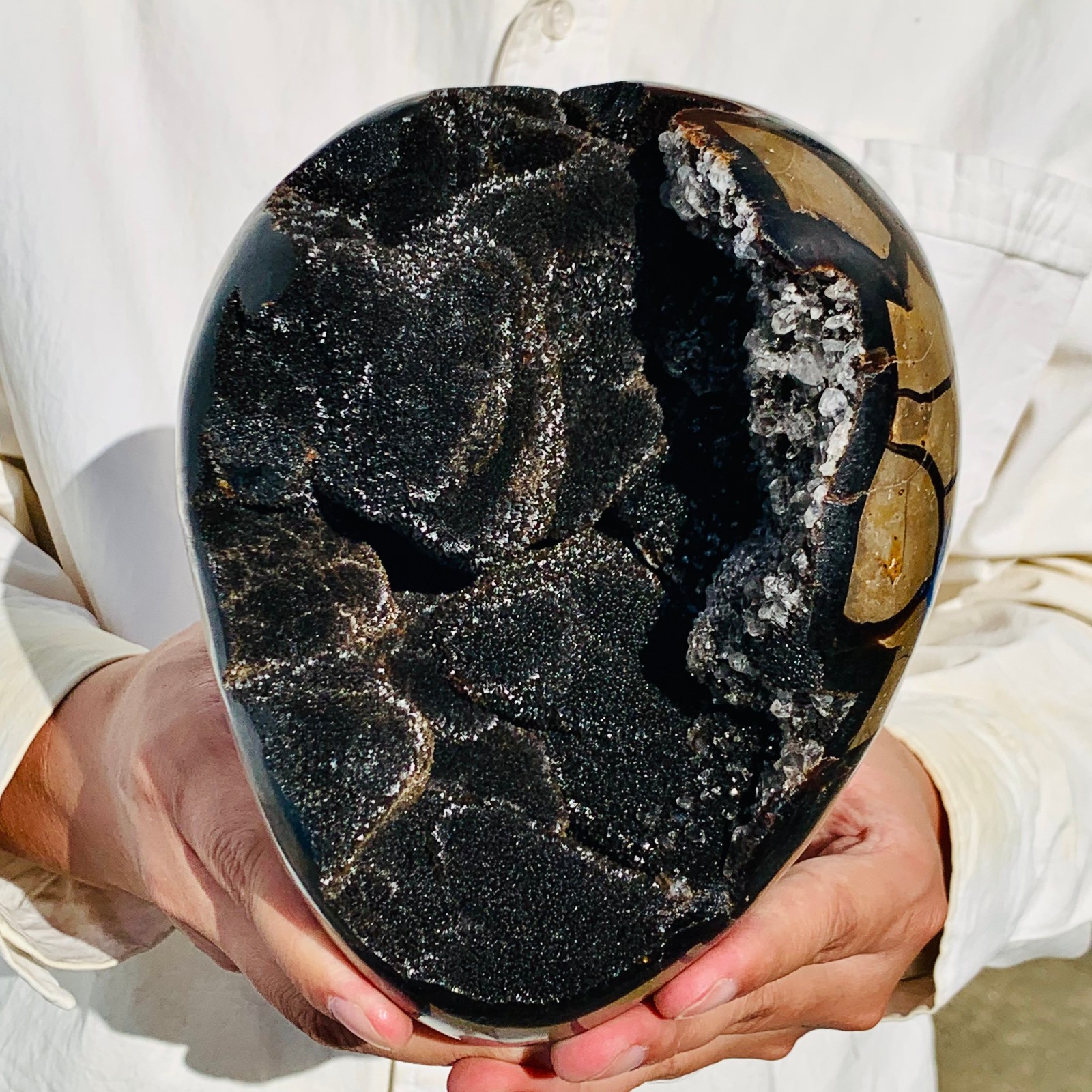 7.99LB Natural Turtle Back Stone Dragon Crystal Cave Crack Gem Healing