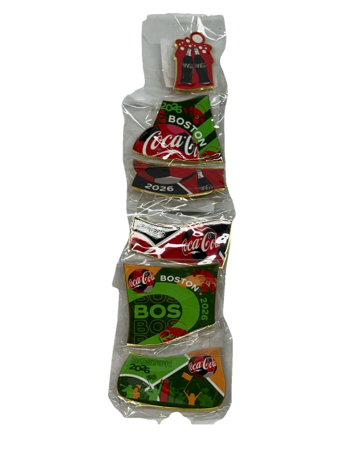 FIFA World Cup 2026 Coca-Cola Boston Pin Set Six Pins Form A Bottle New