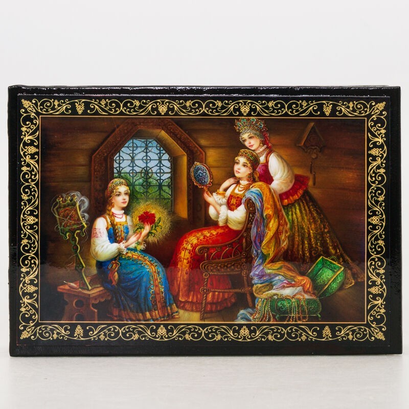 Scarlet Flower Jewelry Box Trinket Box Russian Keepsake Storage Box 4×6