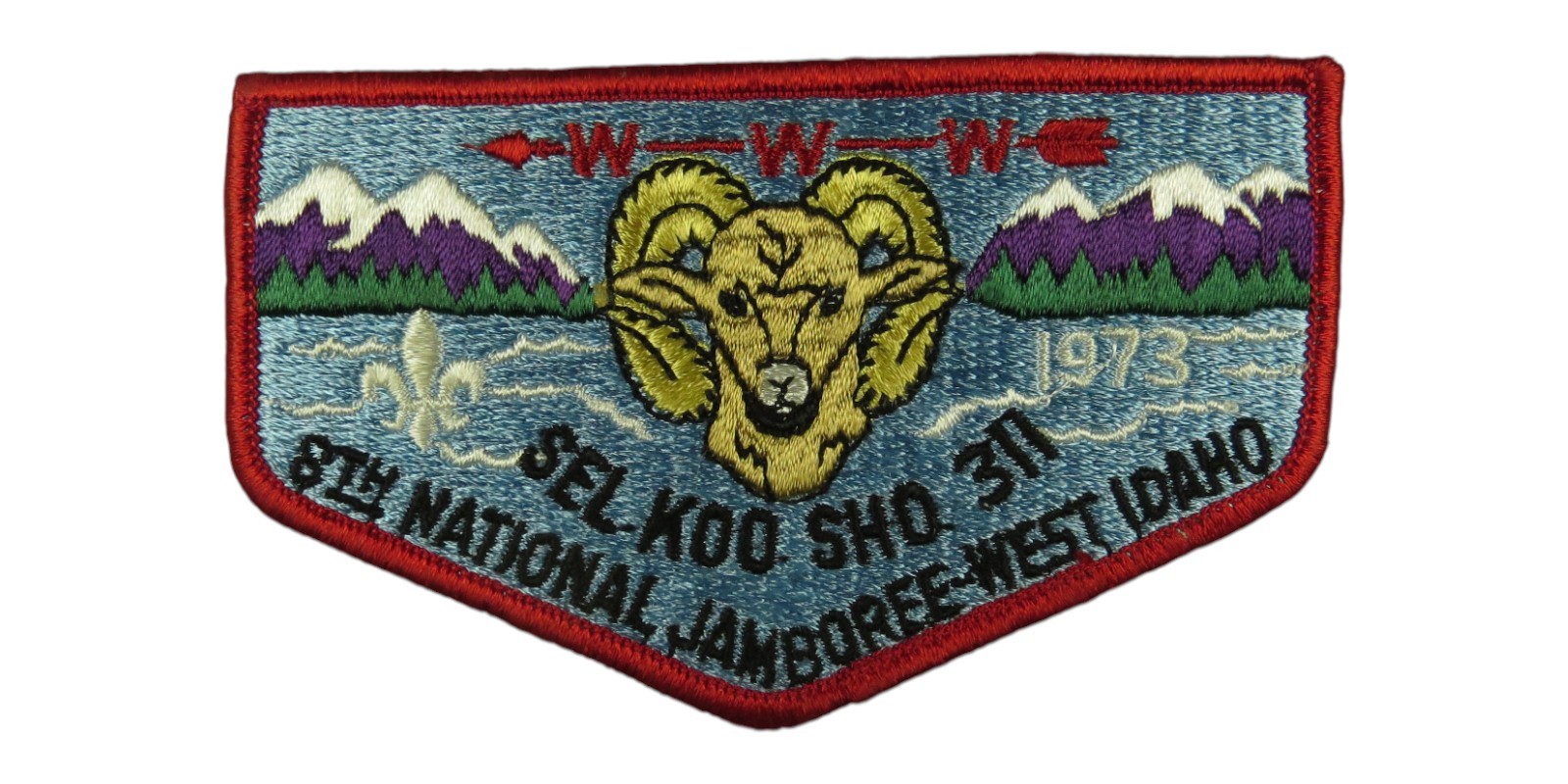 Sel Koo Sho Lodge 311 Idaho Pan Handle ID S7 1973 Jamboree Flap RED Bdr (PK835)